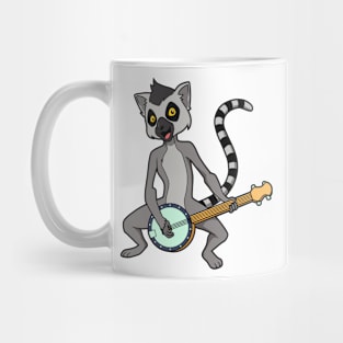 Cartoon lemur playing banjo Mug